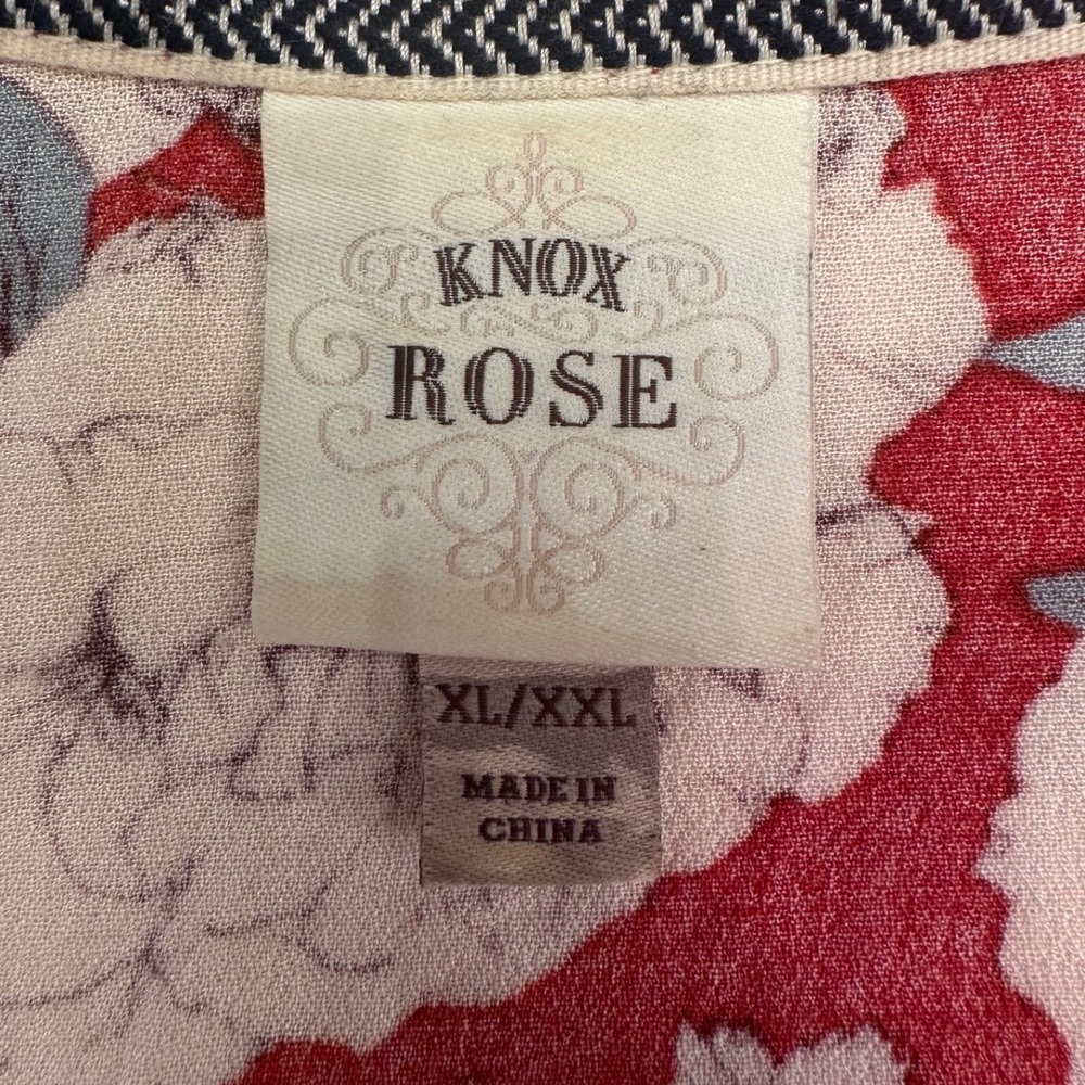 Knox Rose Red Floral Kimono Open Front Cardigan Womens XL/XXL Beach Boho READ - Picture 5 of 7